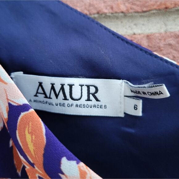 AMUR Floral One-Shoulder Maxi Dress - Navy and Pink - Picture 8 of 8